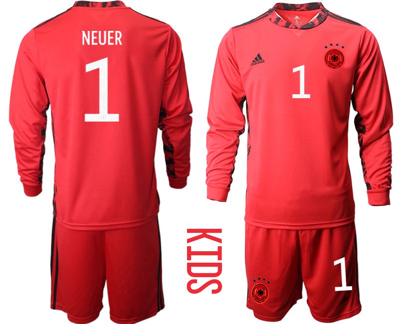 Youth 2021 World Cup National Germany red goalkeeper long sleeve #1 Soccer Jerseys